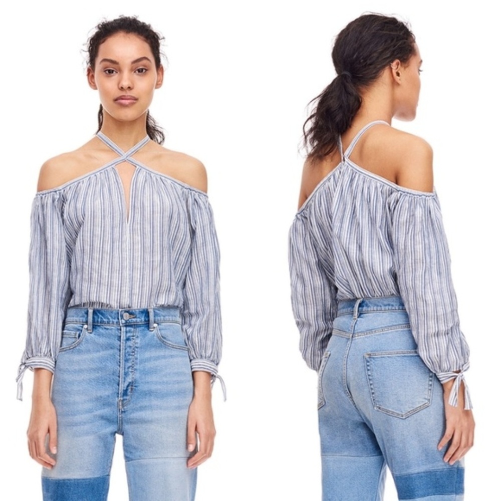 Rebecca Taylor Yarn-Dyed Open Shoulder Top